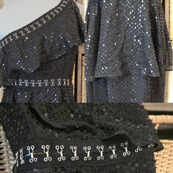 X by NBD Runway Sample One Shoulder Peplum Gown in Black NWOT Sample Size 4 - Picture 4 of 4